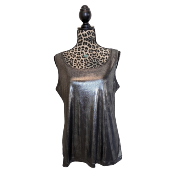 Chico's Silver Holiday Shimmer Christmas Top Small - Picture 2 of 5